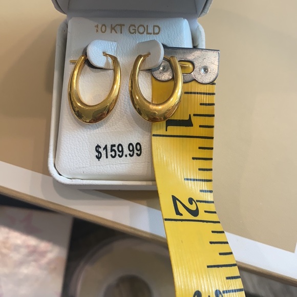 10K Resin thick oval hoop earrings - Picture 7 of 8